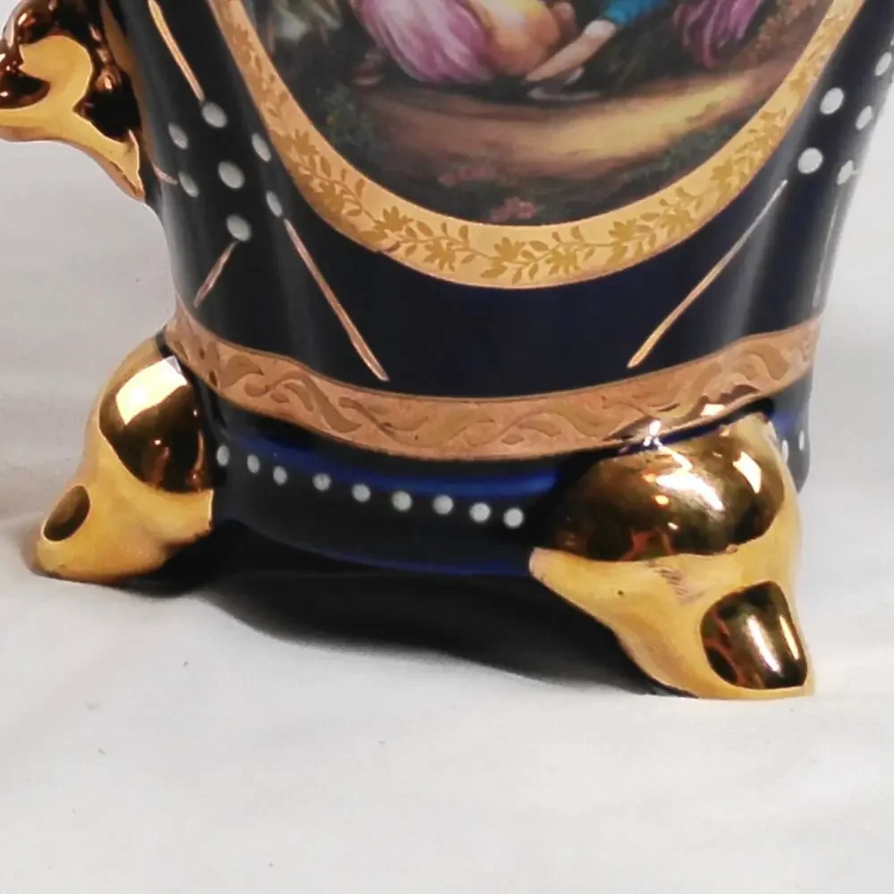 Luigi & Sons Porcelain Coffee Pot Gold Romantic Heart Rim Footed Vase Teapot